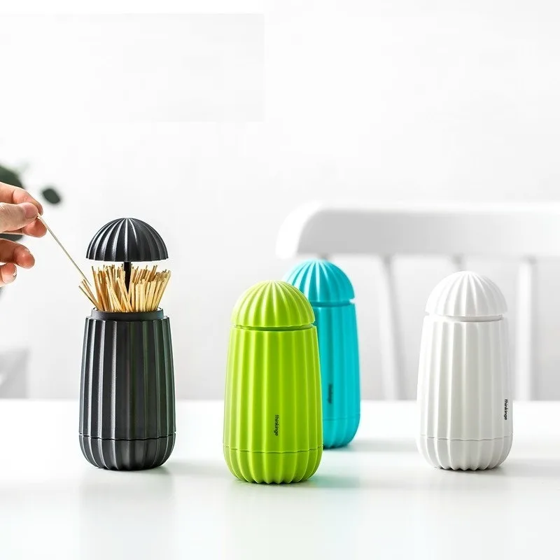 Creative Cactus Toothpick Tube Home Living Room Press-type Automatic Cotton Swab Storage Box Toothpick Jar