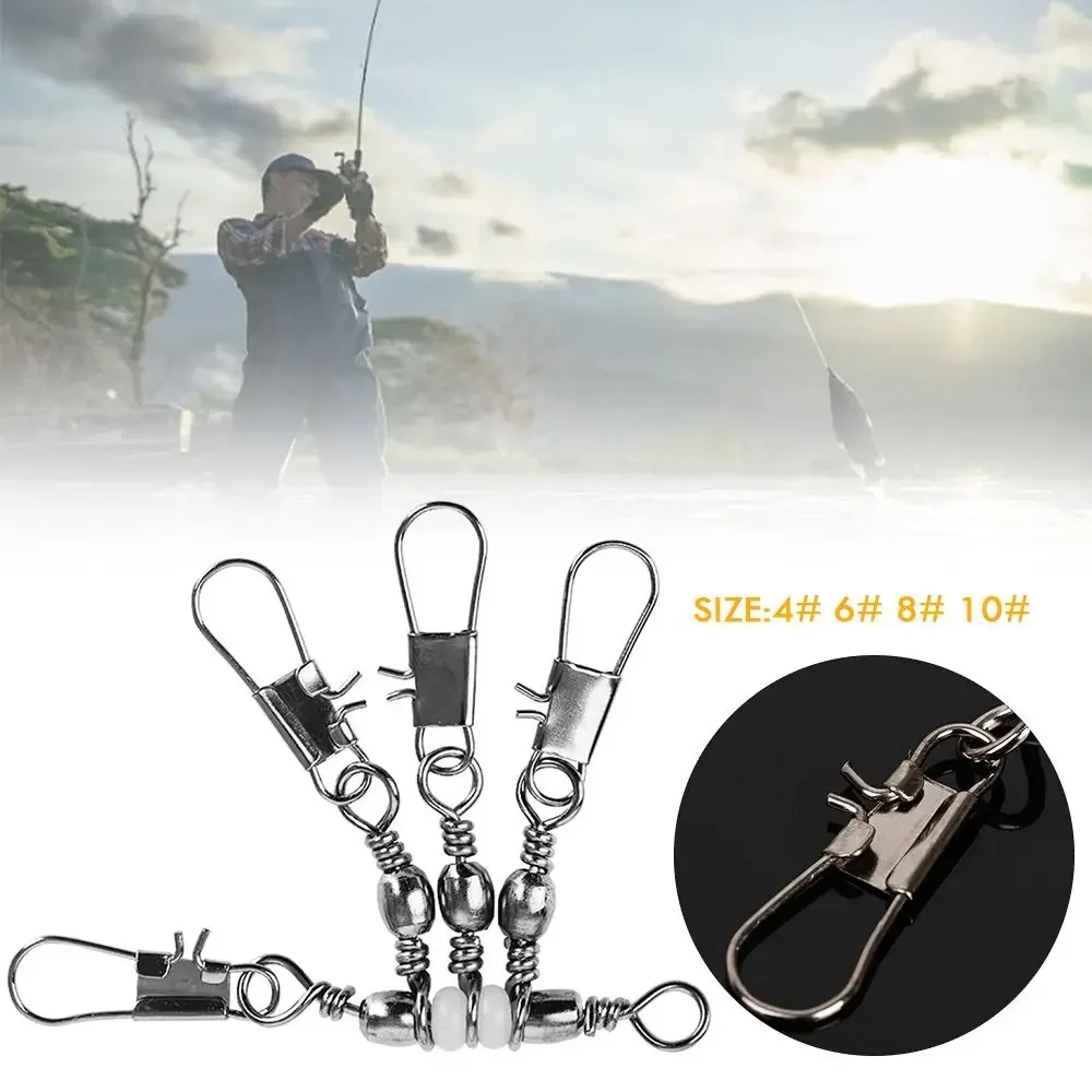 10 قطعة 3-Way الفولاذ المقاوم للصدأ الصيد المفاجئة موصل مع دبوس الصلبة حلقة وصلة دوّارة لصيد الأسماك تحمل برميل دائم الثقيلة الكرة #5
