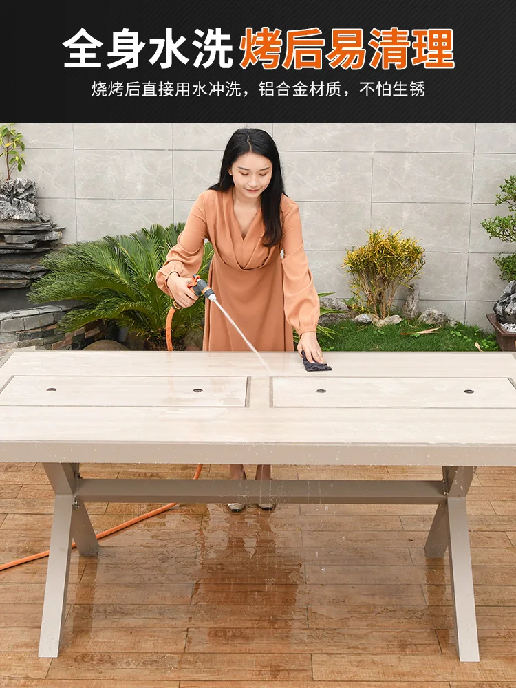 Outdoor Courtyard,Plastic Wood Household,Commercial Charcoal Electric Burner, Table and Chair