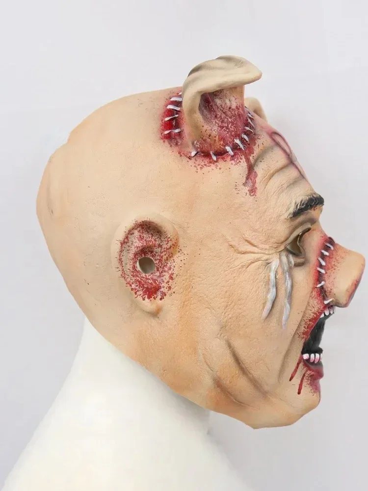 Máscara de cerdo aterradora, máscara de látex para Halloween, disfraz de mascota, accesorios de Cosplay, cabeza de cerdo sangrienta, máscara espeluznante para adultos de carnicero