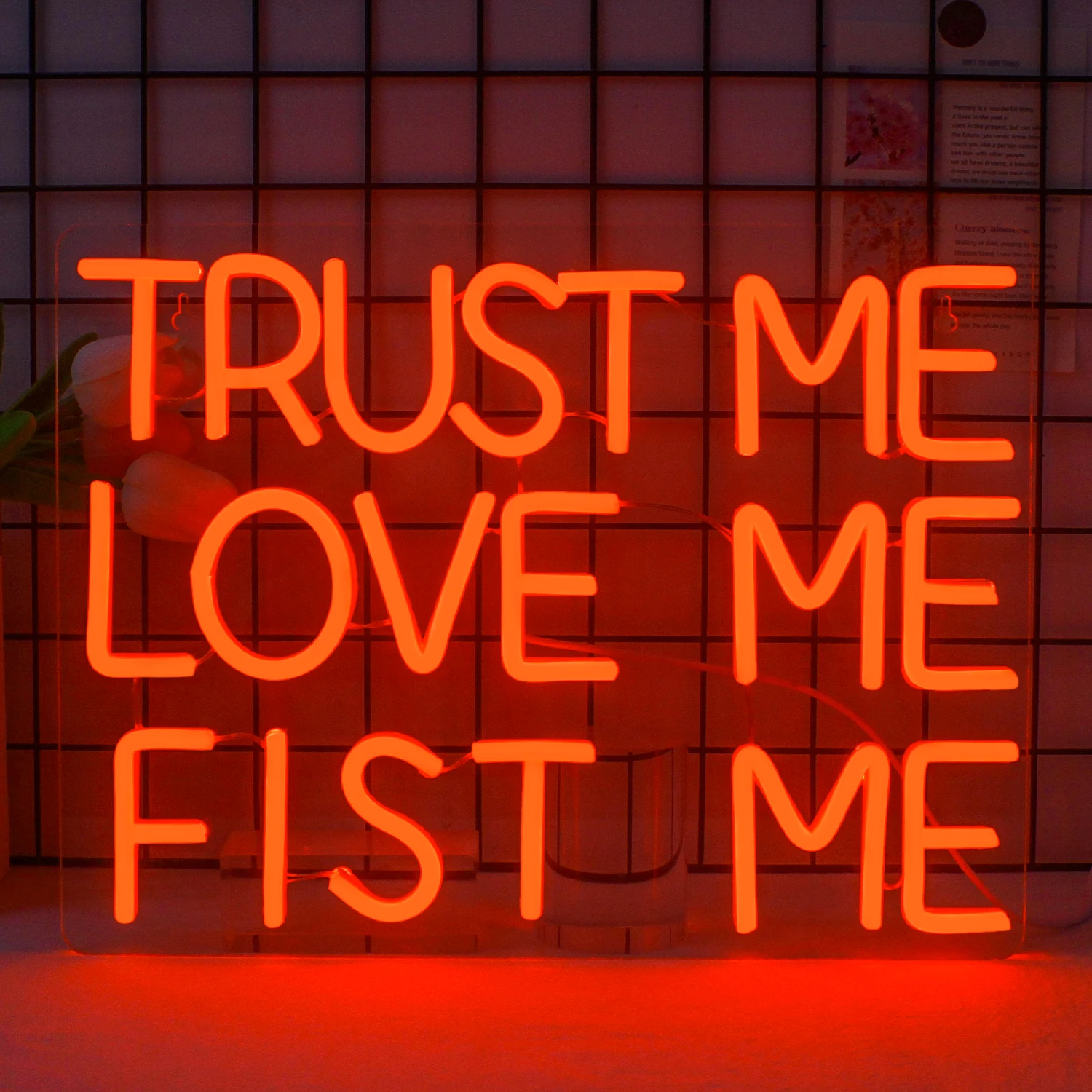 Trust Me Love Me Fist Me Neon Sign USB Powered For Room Home Bar Art Wall Decor Party Window Living Room Decor Christmas Gift