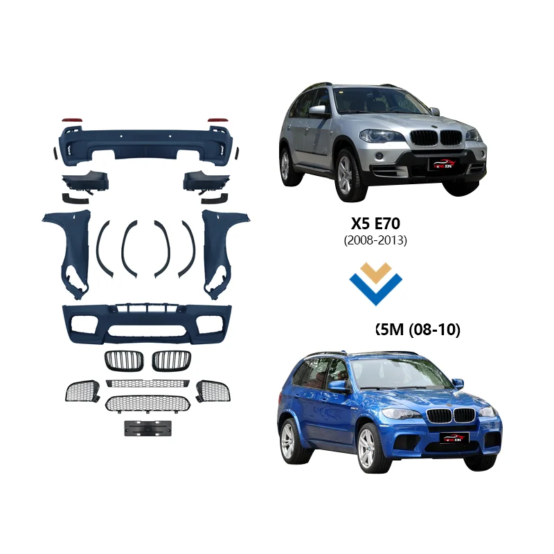 

Car Plastic Parts E70 Body Kit for B X5 E70 OLD to X5M 08-13 Years Modification BodyKit X5M Car Front Rear Bumper