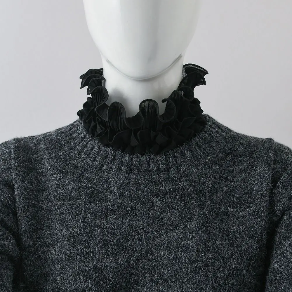 New Ruffled Edge Fake Collar Detachable Black White High Neck Collar False Collar Women Girls