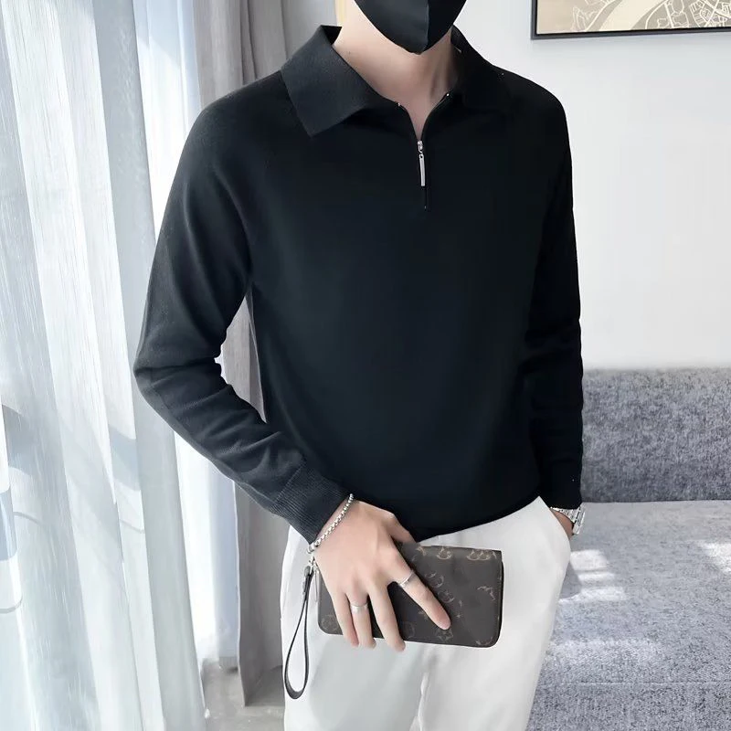 Autumn Winter New Knitwear Solid Long Sleeve Sweaters Men KPOP Fashion Harajuku Ropa Hombre Casual All Match Thick Knitting Tops