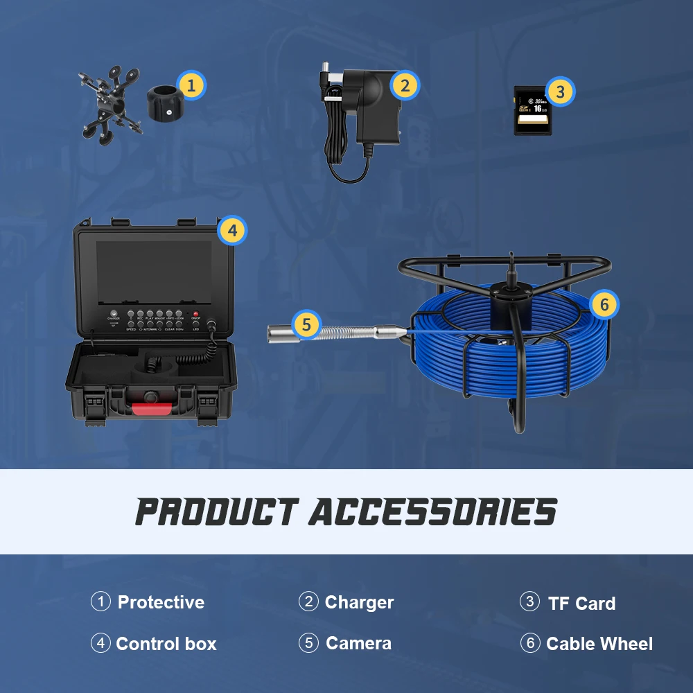 9in HD inalámbrico WiFi/DVR contador de distancia cámara de inspección de tuberías de alcantarillado cámara de vídeo, endoscopio Industrial de drenaje con medidor