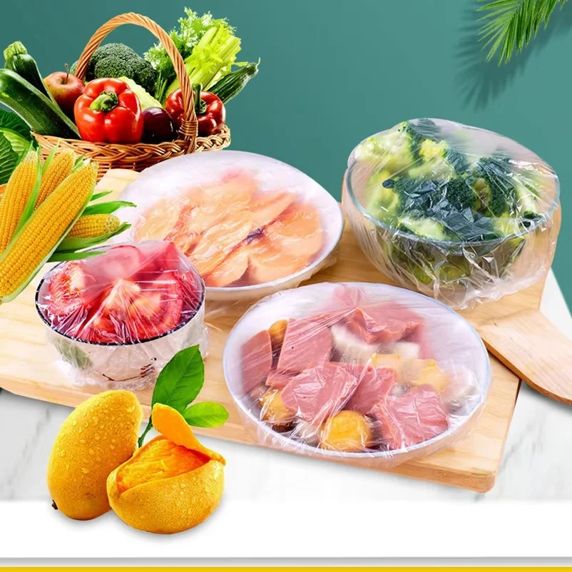 100pcsDisposable Food Cover Food Grade Fruit Vegetable Storage Bag Elastic Plastic Bag Bowl Cup Kitchen Fresh Keeping Bag