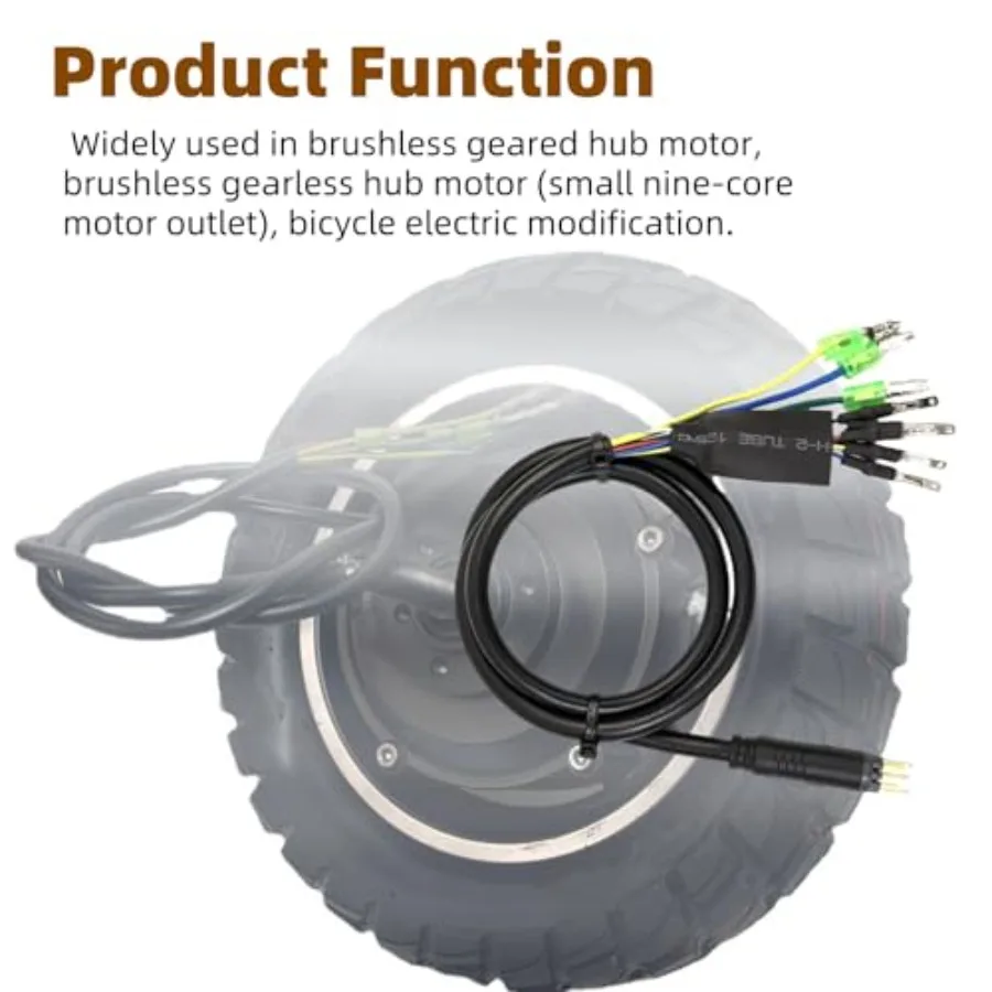 الكهربائية ycle كابلات الموصلات 9 دبوس 60 سنتيمتر مع قاعة الاستشعار Ebike تحويل أجزاء مقاوم للماء محور المحرك تحويل تمديد كابل #5