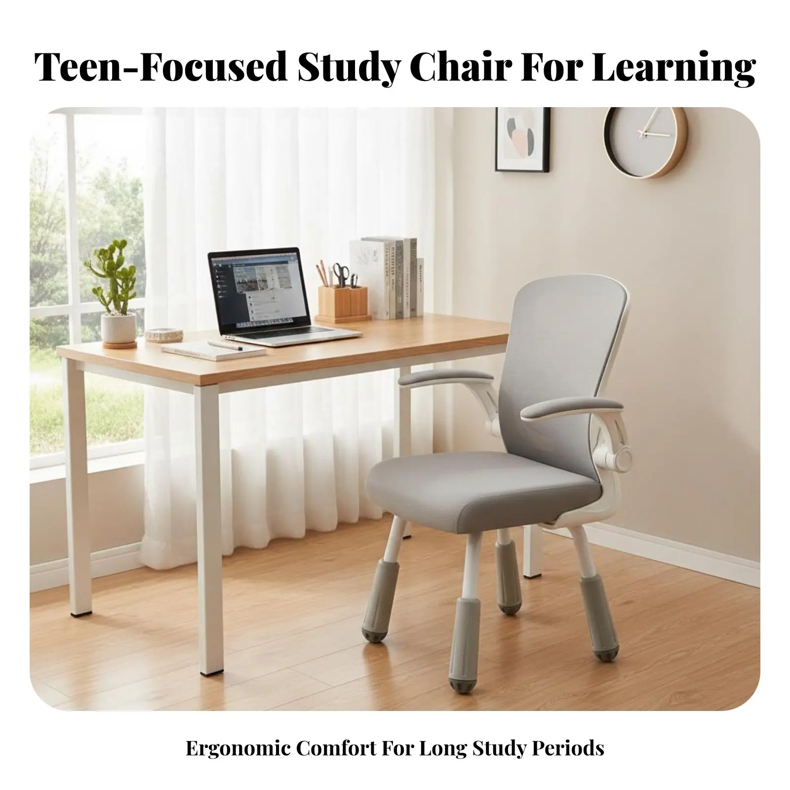 

Adjustable Student Desk Chair Assistance Adjustable kids' Desk Chair Comfortable Padding Flip-up Armrests for Study Tasks, Home