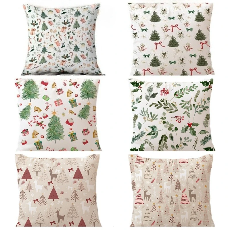 45cm Christmas Throw Pillow Cover, Christmas Tree, Candy Cane, Seamless Pattern for Christmas Home Pillow Case Cover Decor