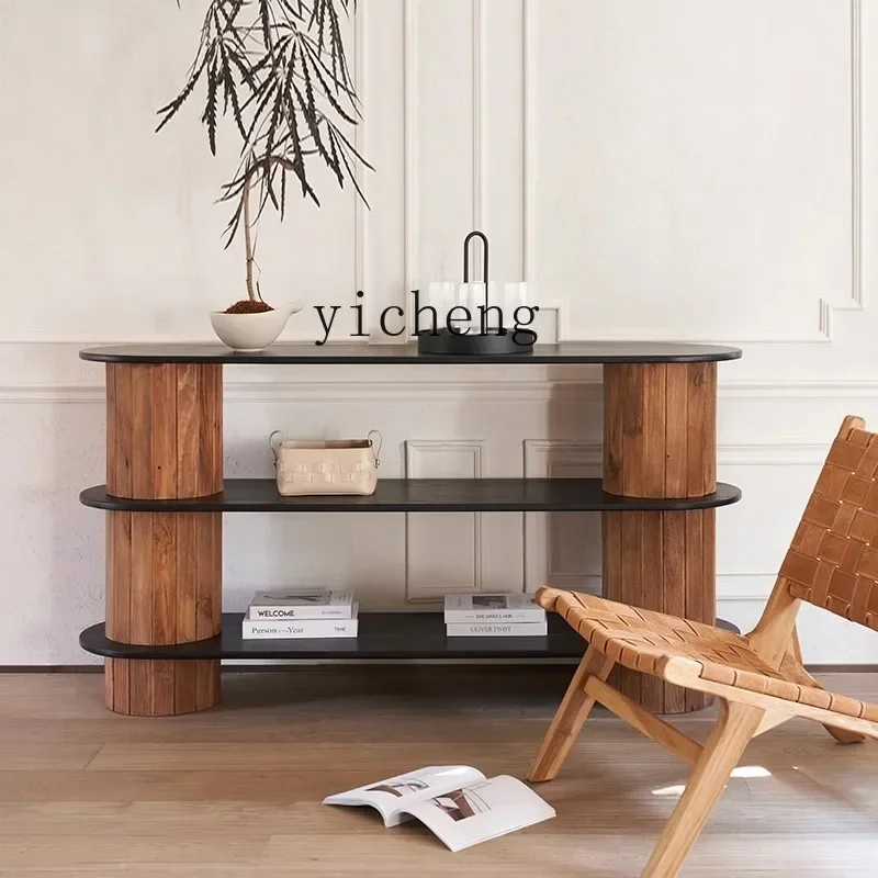 D24- color matching solid wood three-layer entrance cinet, locker creative entrance tle, retro simple sofa back cinet