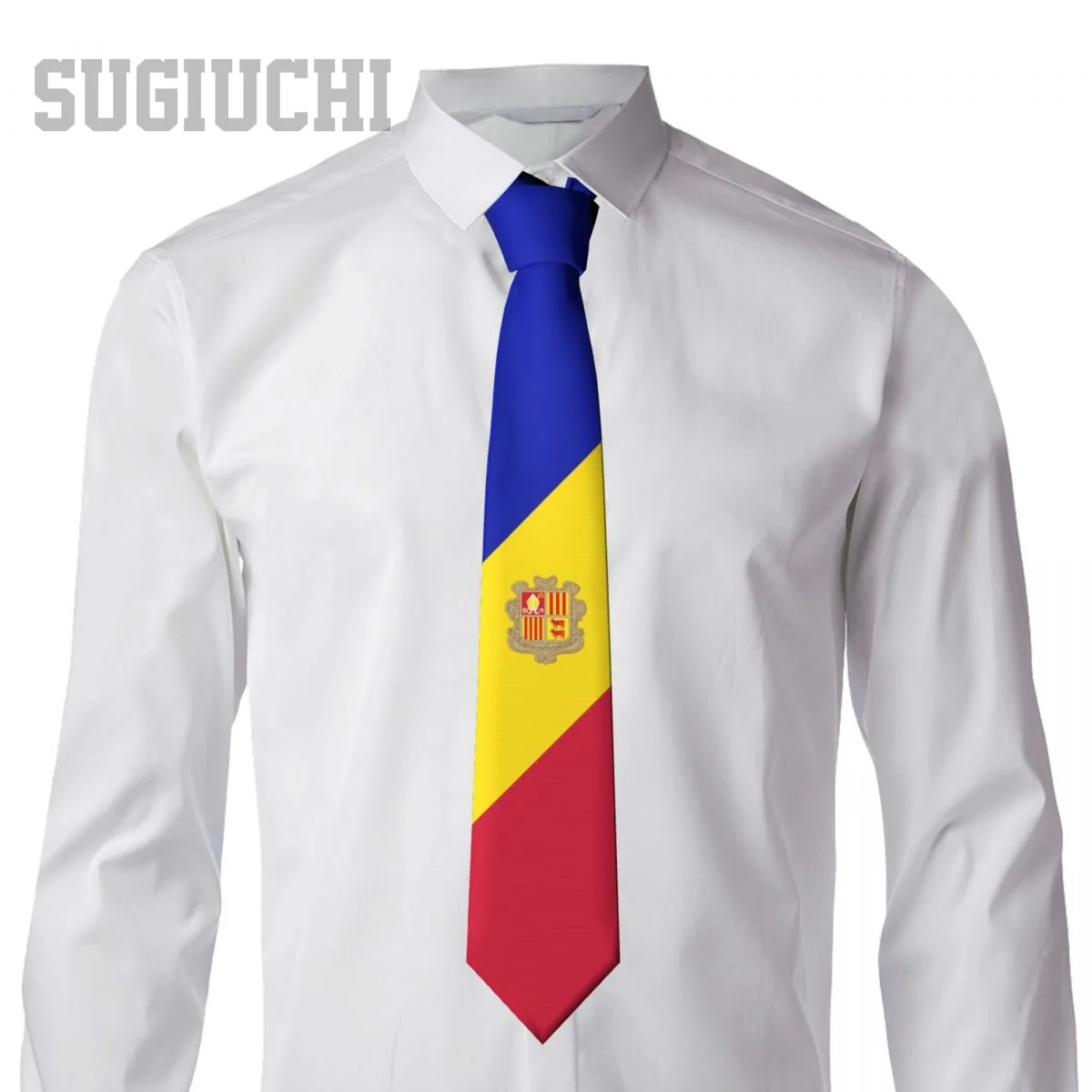 Corbatas de cuello con emblema de bandera de Andorra para hombre y mujer, trajes de corbata a cuadros informales, corbata delgada para fiesta de boda y negocios