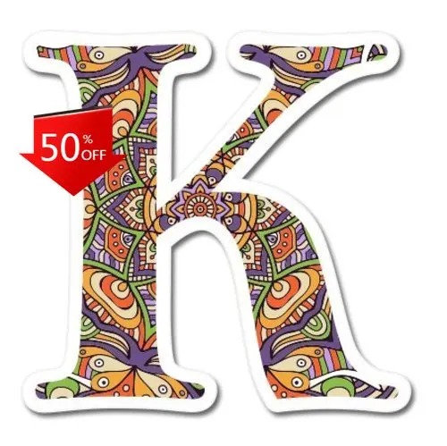 

K Letter Ornamental Mandala Trendy Laptop Walls Boat Window Waterproof Vinyl Decal Decoration Aesthetic Cool Retro