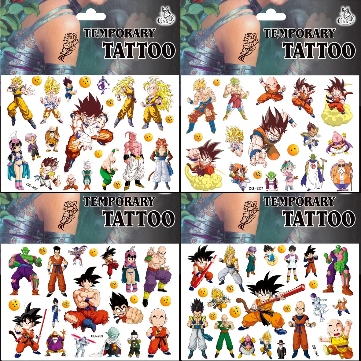 Dragon Ball Tattoo Stickers Kawaii Anime Figure Toys Cosplay Stickers Party Decoration Cute Cartoon Goku Decal Kids Gifts Toys