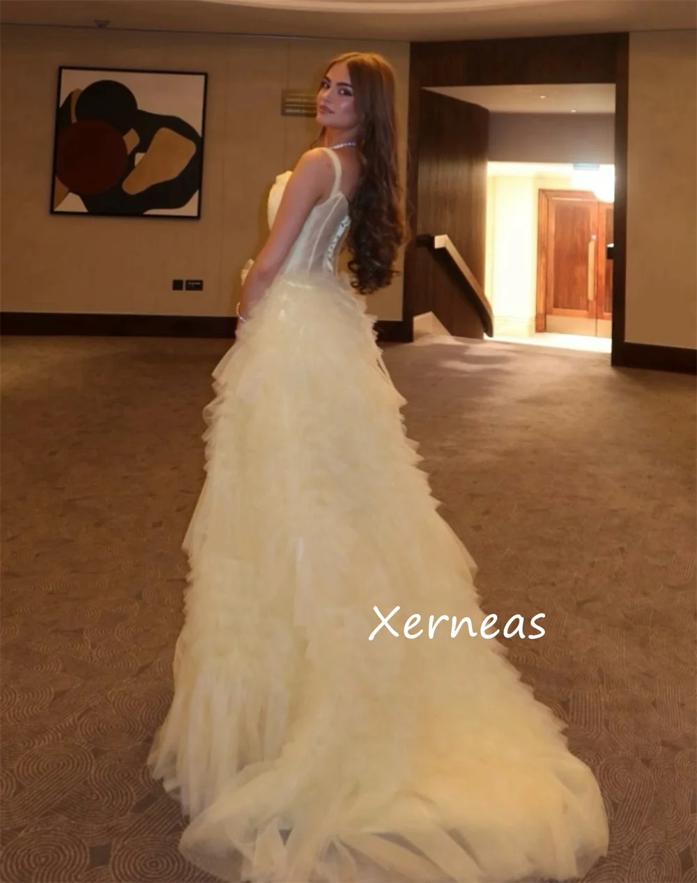Customized Elegant Net Pleat A-line Strapless Long Dresses Bespoke Occasion Celebrity Matching Modern Style
