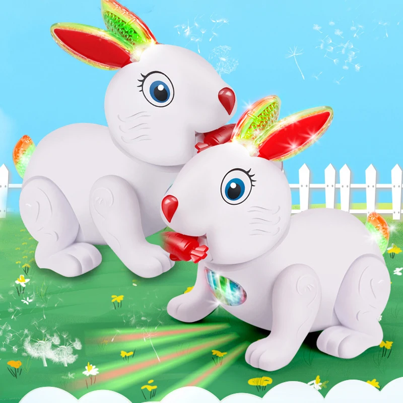 Electric Toys Jump Rabbit Automatic Crawling Bunny Colorful Light Music Simulation Jumping Rabbit Pet Infant Toddler Toys Gift