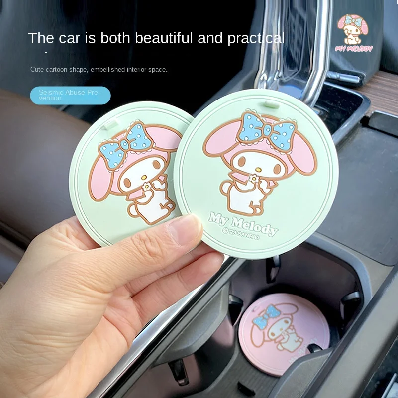 Sanrio Car Decorative Water Coaster Cute Water Cup Anti-Slip Sun Protection Mat Car Cartoon My Melody Car Decoration Accessories view 2