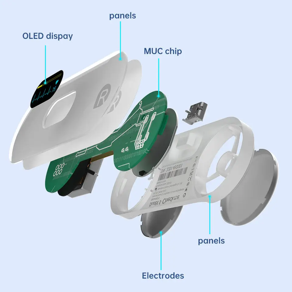 Handheld ECG Monitor for Wireless Bluetooth Heart Without metal Electrodes Home Use EKG Monitoring ios Android Recording