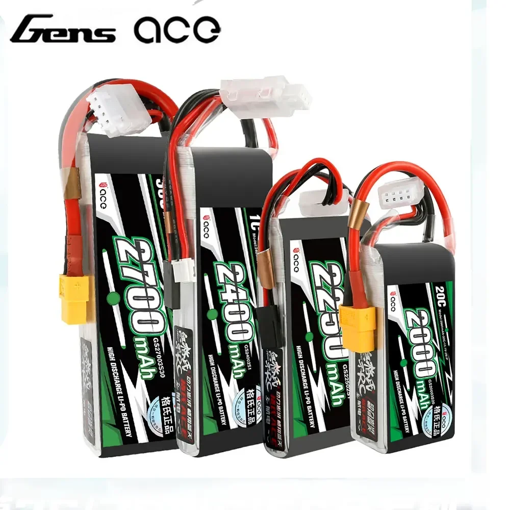 Gens ACE Lipo Battery 1800/2000/2200/2400/2700mAh  2S 3S 4S 6S 7.4V 11.1V 14.8V 22.2V 20C 30C 45C with T/XT60 Plug for FPV Drone