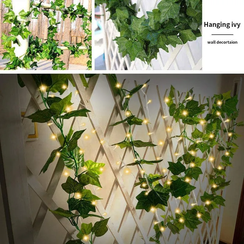 Parthenocissus tricuspidata green maple leaf LED copper lamp solar light string super bright and durable multi-platform