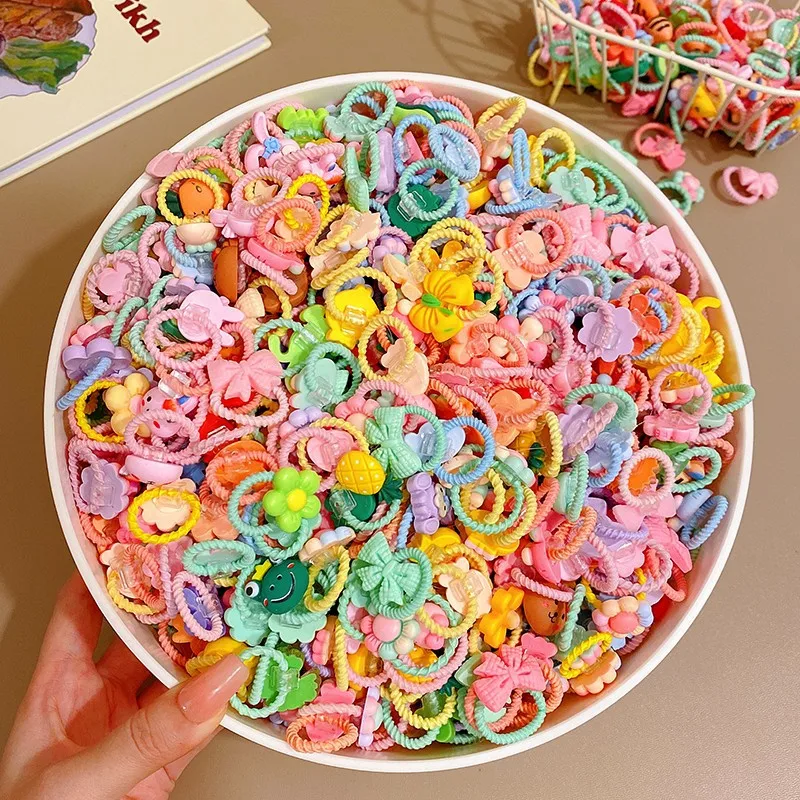 10-50pcs Children\'s Rubber Band Does Not Hurt The Hair Elastic Good Girl Baby Head Rope Hair Tie Hair Chirp Scrunchies Headdress