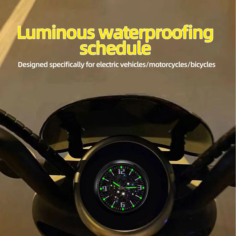 Luminoso orologio per Auto da moto Auto interno Stick-On Mini orologio impermeabile meccanica orologi al quarzo ornamento automatico accessori per