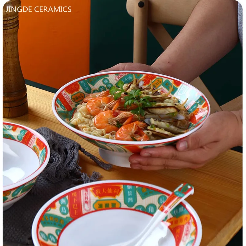 Chinese Melamine Tableware Thickened Plastic Plate Not Easily Broken Noodle Bowl Custom Kitchen Accessories Dinner Plates