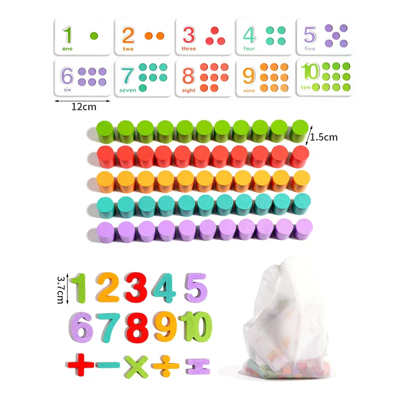 Set di giocattoli matematici aritmetici Montessori, giocattoli Montessori in legno per bambini per 2 3 4 5 6 anni, gioco di corrispondenza cognitiva dei numeri