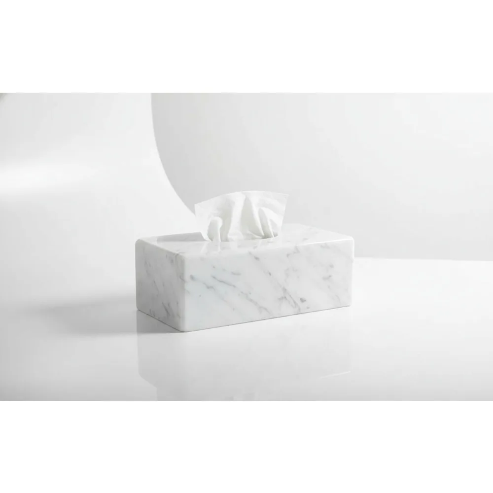 

Natural Marble Tissue Box Cover, Carrara White Organizer 10x5.7x3.5 Inch, Heavy Stone Decorative Holder for Home Decor