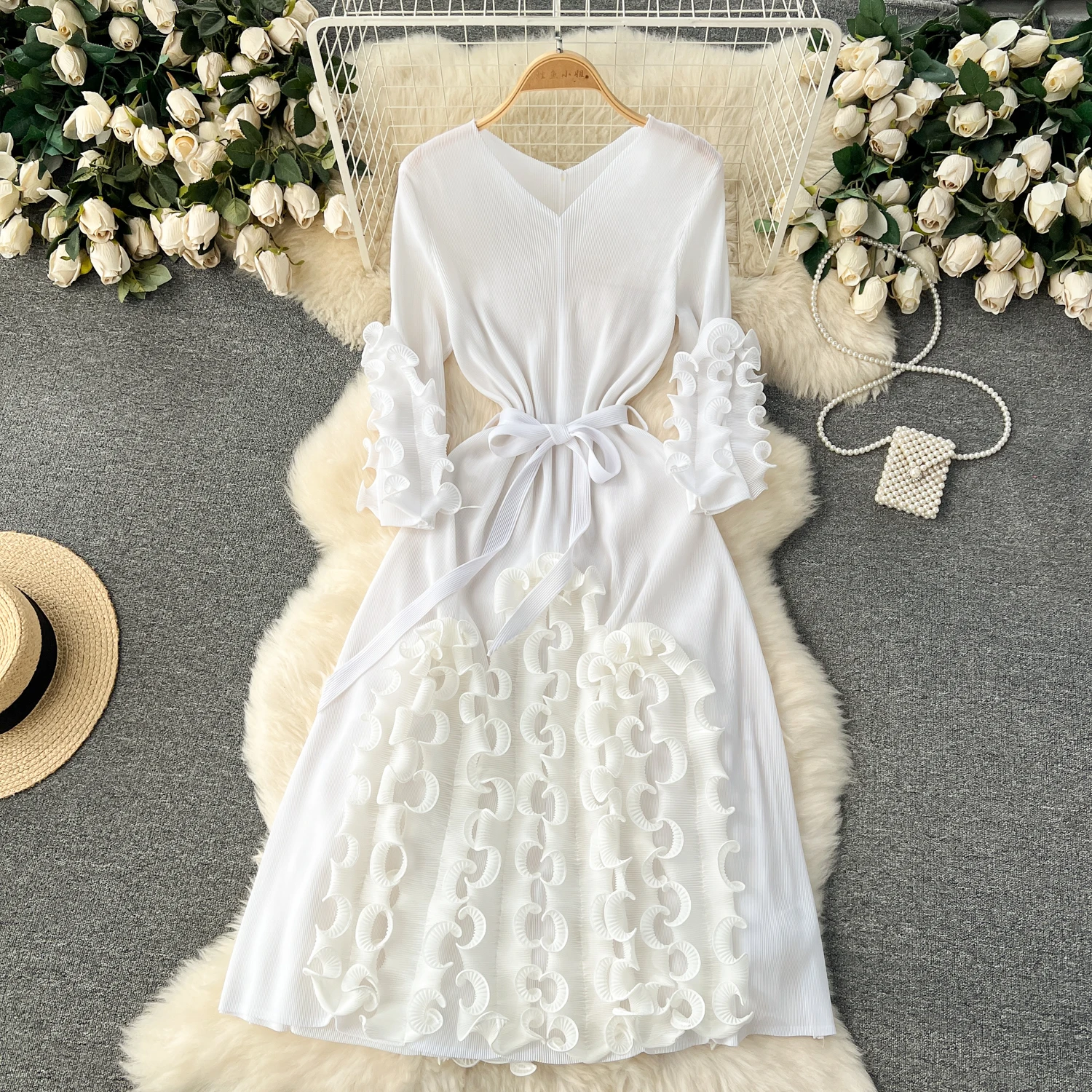 High Quality Dress For Women Three-Dimensional Ruffled Niche Dresses Exquisite Work Office Casual Long Dresses Women