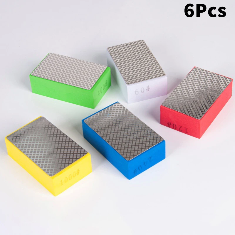 

6Pcs Diamond Hand Polishing Pads Tile Glass Abrasive Grinding Block Pad Stone Marble Ceramic Sanding Disc Polisher Tools