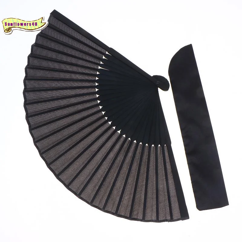 2026 New Black Vintage Folding Hand Fan Cooling Portable Handheld Fan for Summer Wedding Dance Party Home Use