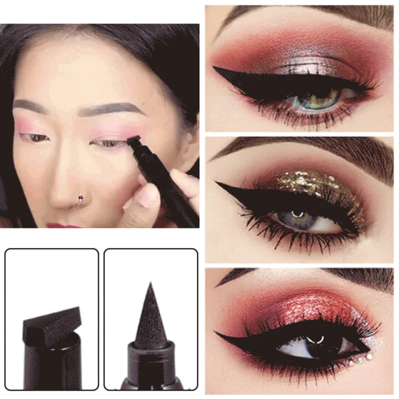 2 in 1 Wings Stamp Eyeliner Pen Double Head Seal Eyeliner Pen Lazy Man Two In One Wing Seal Eyeliner Liquid Pen Makeup Cosmetics