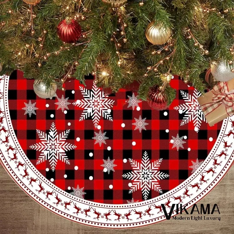 VIKAMA Runder Weihnachtsbaum, heller Luxus-Teppich, Weihnachtsbaumrock, bedruckt, für Wohnzimmer,