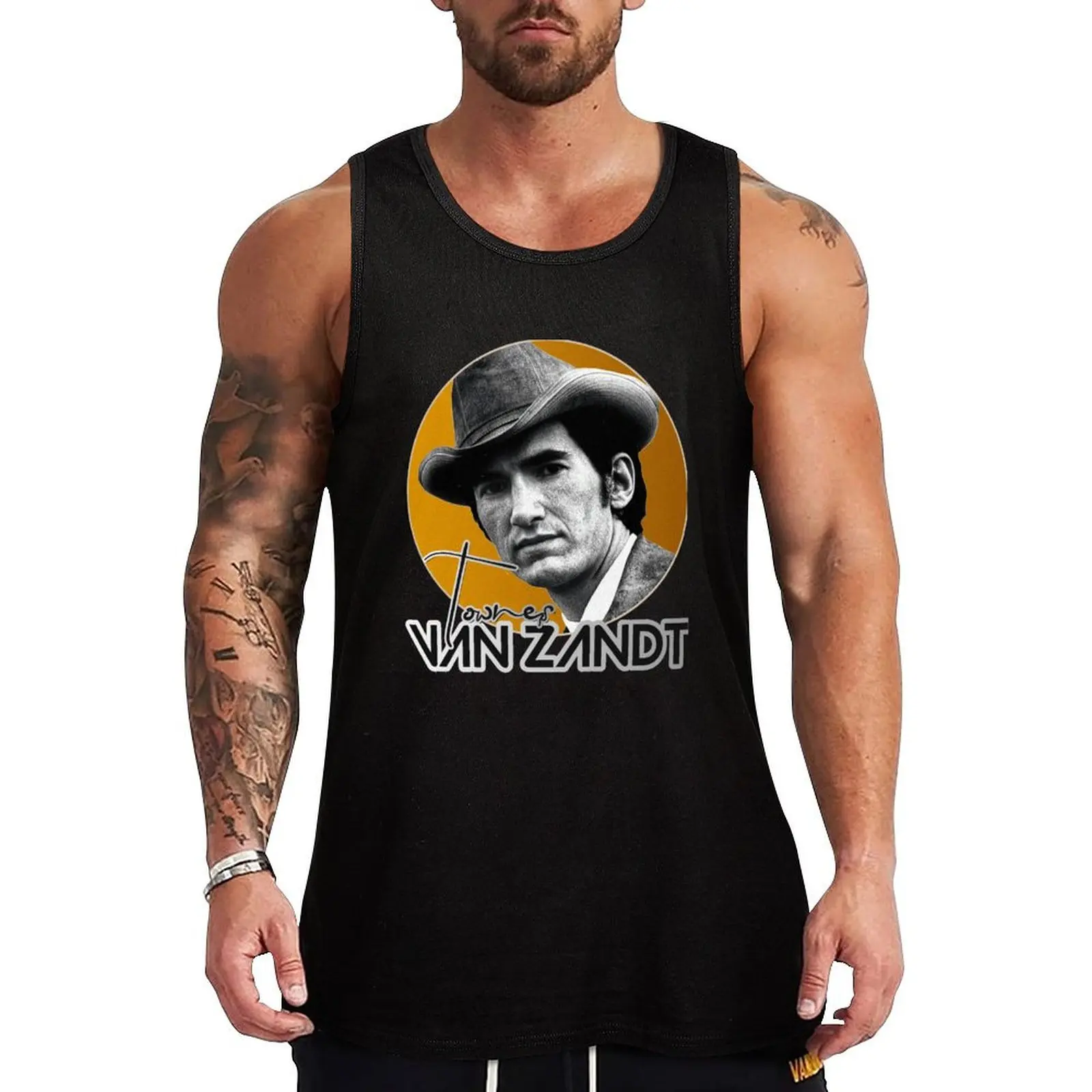 

Townes Van Zandt Gold Tribute Tank Top Graphic Print Tank Top Casual Sleeveless Novelty Shirt