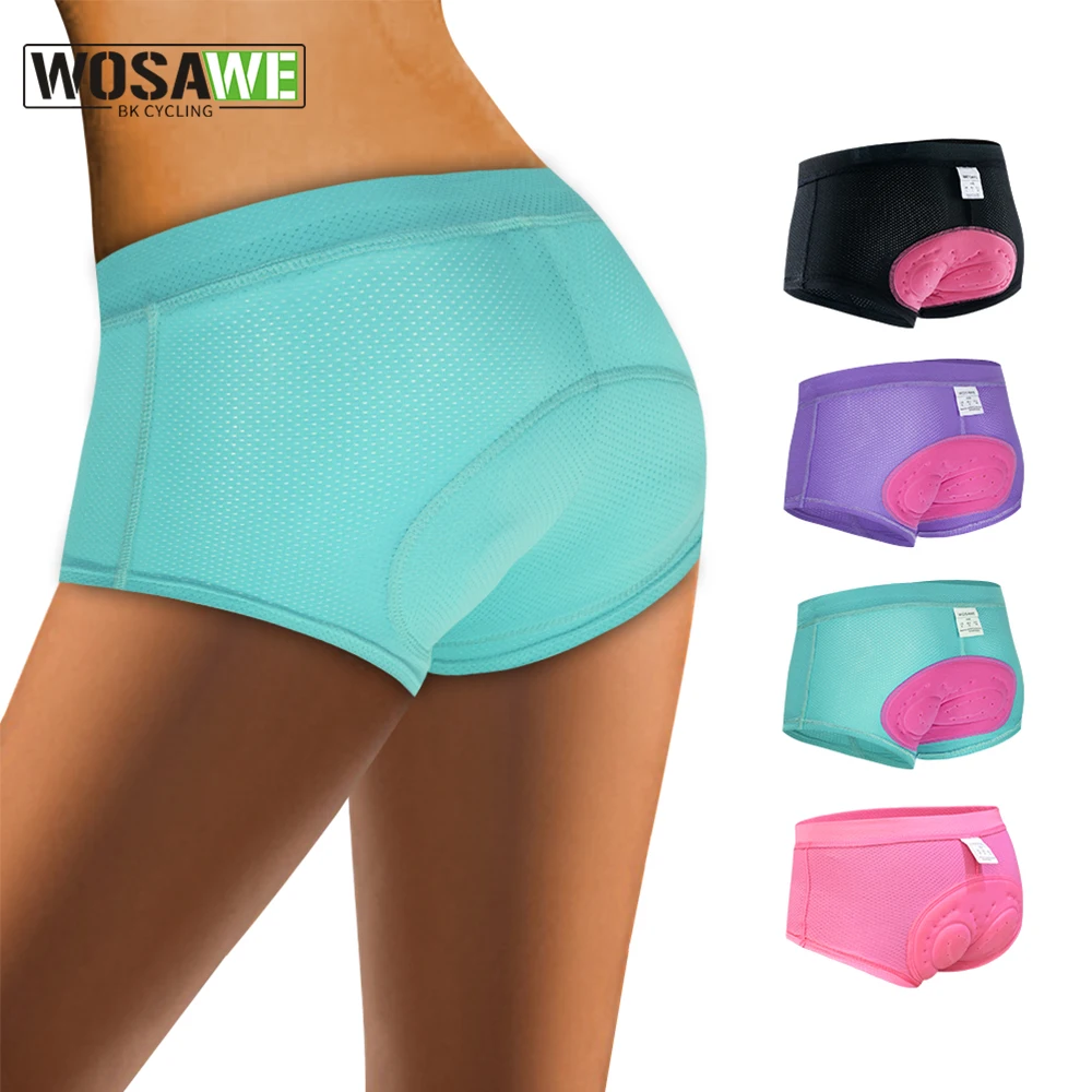 WOSAWE – Short de cyclisme pour femmes, sous-vêtements confortables, collants de Compression, Gel 3D rembourré, Short de vélo, vtt