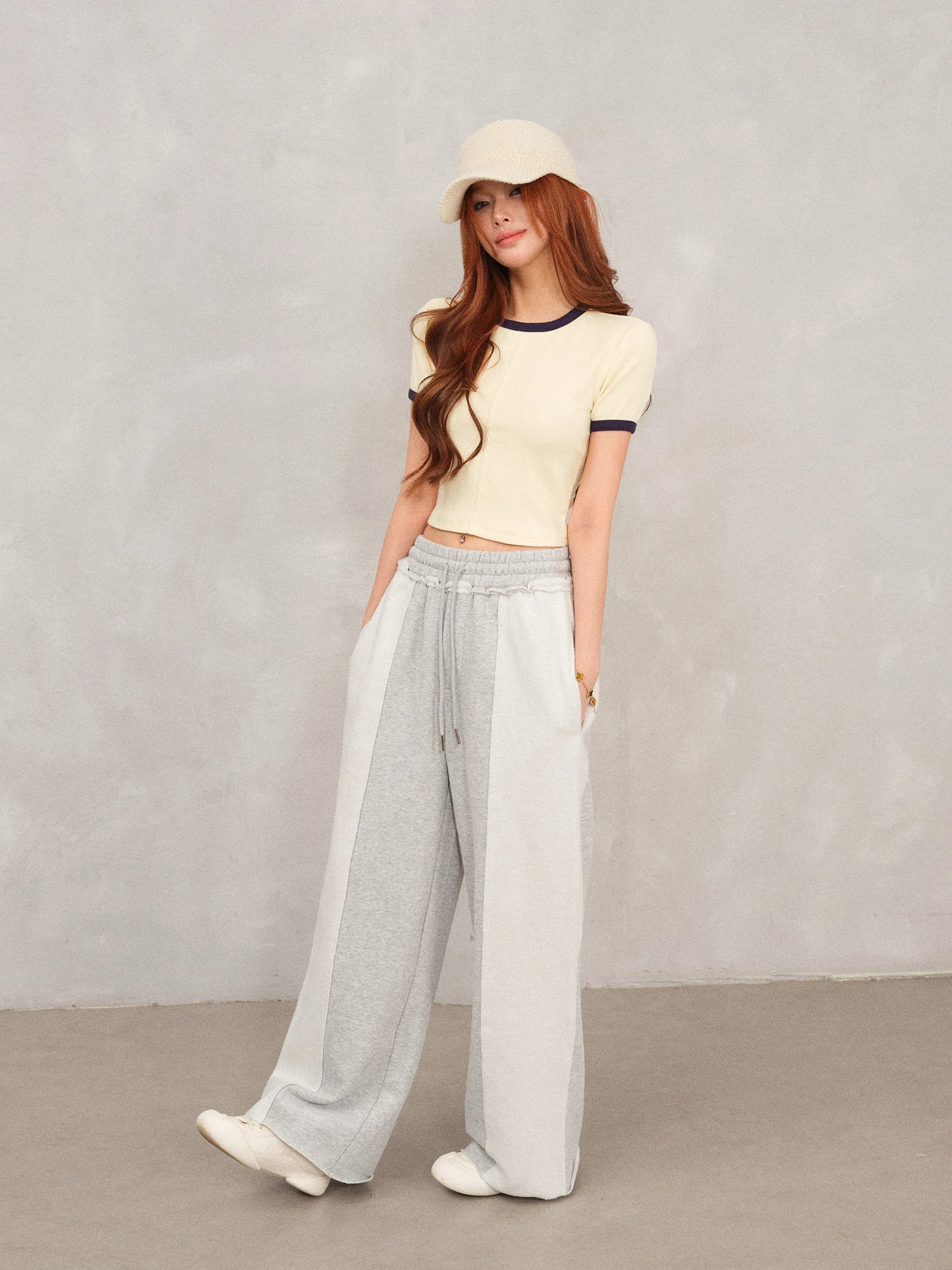 تي شيرت نسائي كاجوال محبوك بأكمام قصيرة وياقة دائرية من FORNIYOYO، تصميم بلوكات ألوان على الكتفين، ملابس ربيعية عصرية للترفيه