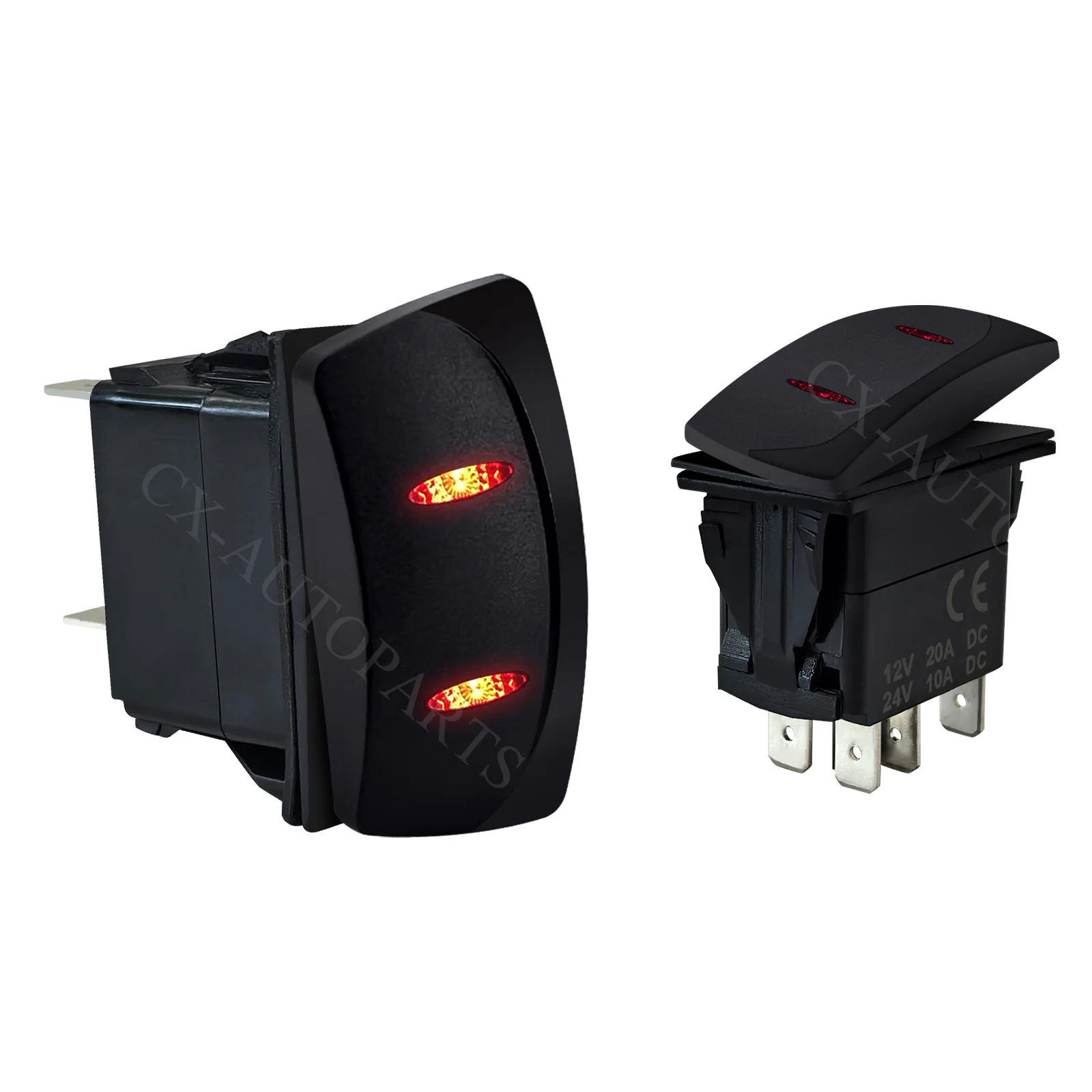 12V/24V Marine Rocker Switch Dual LED SPST ON-OFF / DPDT ON-OFF-ON Waterproof for ARB Carling 4x4 Jeep Boat Yacht RV