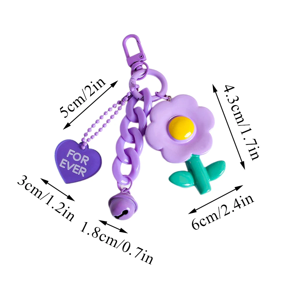 Милые брелоки из смолы с цветком для женщин, подвеска для сумки, парные автомобильные брелоки, цветное кольцо для ключей, ювелирные изделия, подарок, украшения, аксессуары
