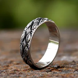 2024 New Arrival 316L Stainless Steel Men's Ring Japanese Mythology Carved Eyes Ring For Men Cool Rock Jewelry Gift Party