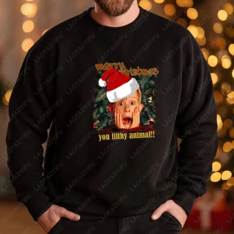 

Christmas Movie Ugly Funny 90s Comedy Men Women Hoodie Retro New Year Xmas Movie Unisex Sweatshirt Home Alone Portrait Pullover