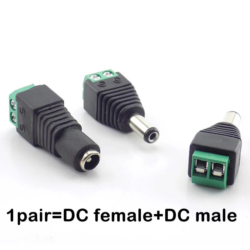 1 pair DC Power plug female+ male Connector jack Coax Cat5 To Bnc adapter Av BNC UTP for CCTV Camera Video Balun LED Lamp Strip