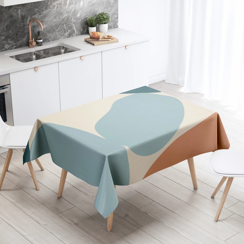 Abstract line tablecloth home anti-fouling and waterproof dining table decoration rectangular kitchen fireplace countertop