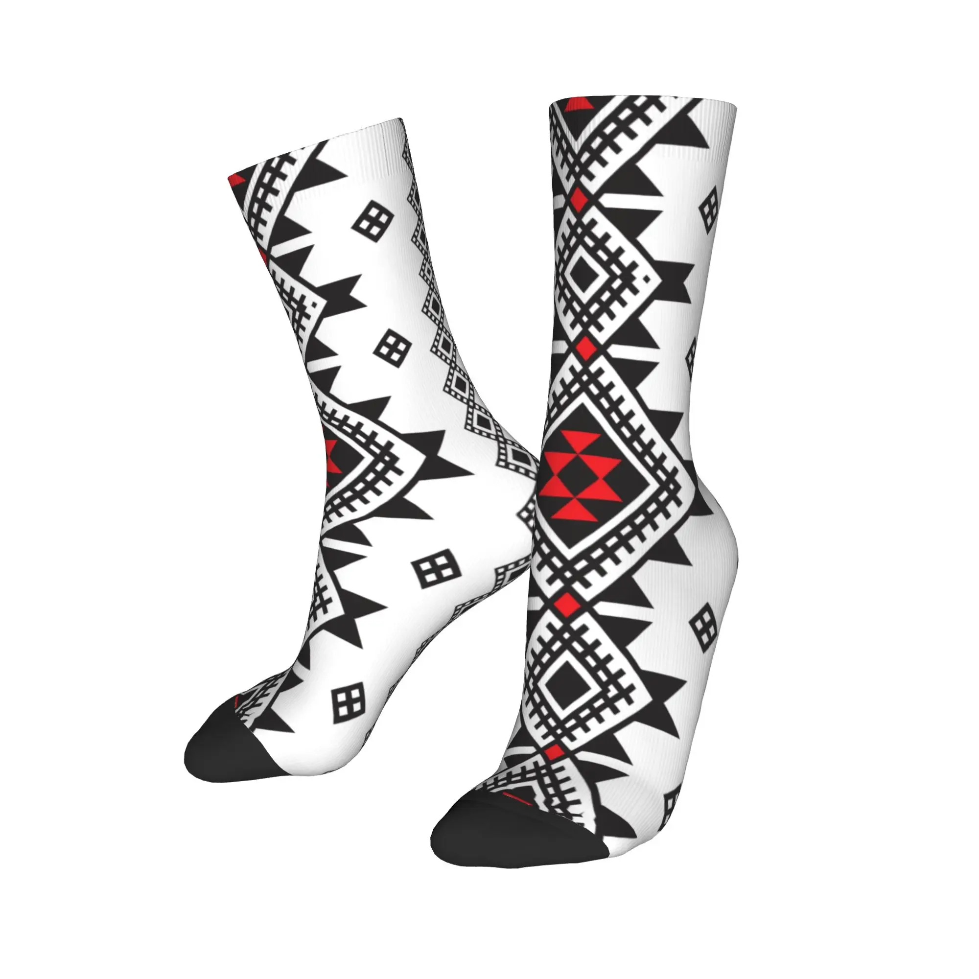 Custom Funny Kabyle Amazigh Carpet Socks Men Women Warm 3D Print Africa Geometric Morocco Style Sports Football Socks