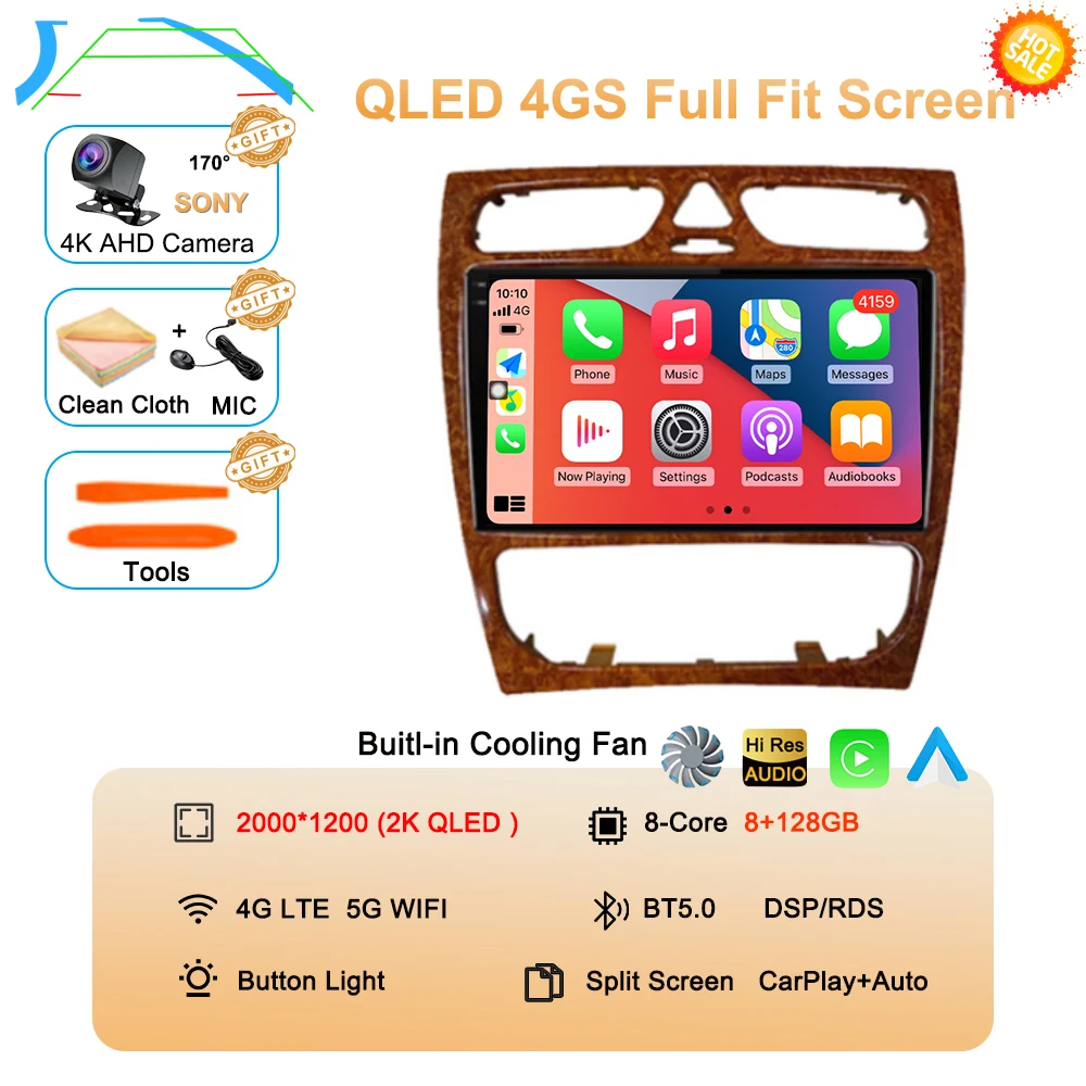 Android 16 autoradio multimediasysteem voor Mercedes Benz W203 Vito W639 Vaneo CLK W209 W210 CarPlay navigatie GPS 4G BT