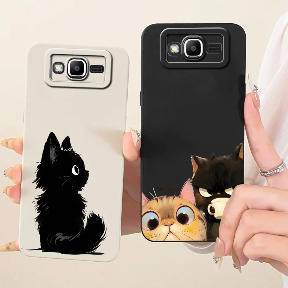 Para Samsung Galaxy J2 Prime Grand Prime G530 G531F G532G, funda de teléfono con dibujos de flores y gatos, parachoques de silicona suave a prueba de golpes