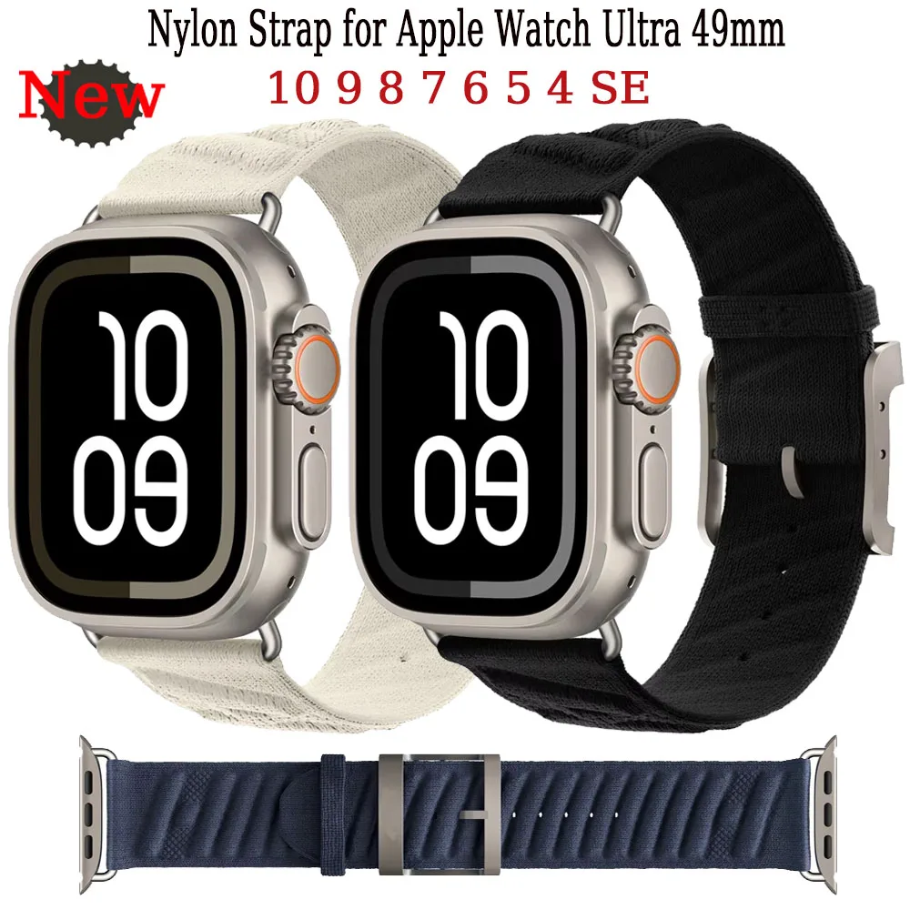 

Нейлоновый ремешок Ocean для Apple Watch Ultra Band 46 мм 49 мм 44 мм 45 мм 42/41 мм Мягкий ремень-браслет iWatch серии 10 9 8 7 6 5 4 SE