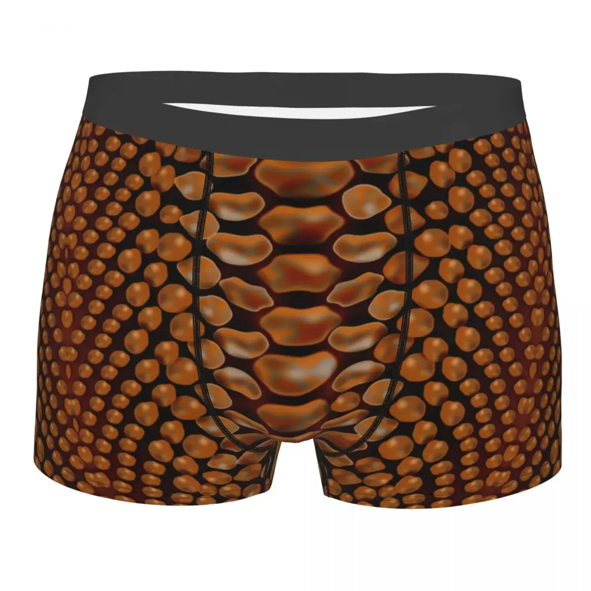 Brown Snake Skin Print Underwear Men Stretch Animal Texture Snakeskin Boxer Briefs Shorts Panties Soft Underpants For Male