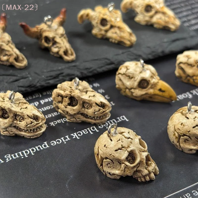 〔MAX-22〕2pc/10pcs Resin Raven Skull Charm Vintage Pendant For Jewelry Making Earring DIY Accessory