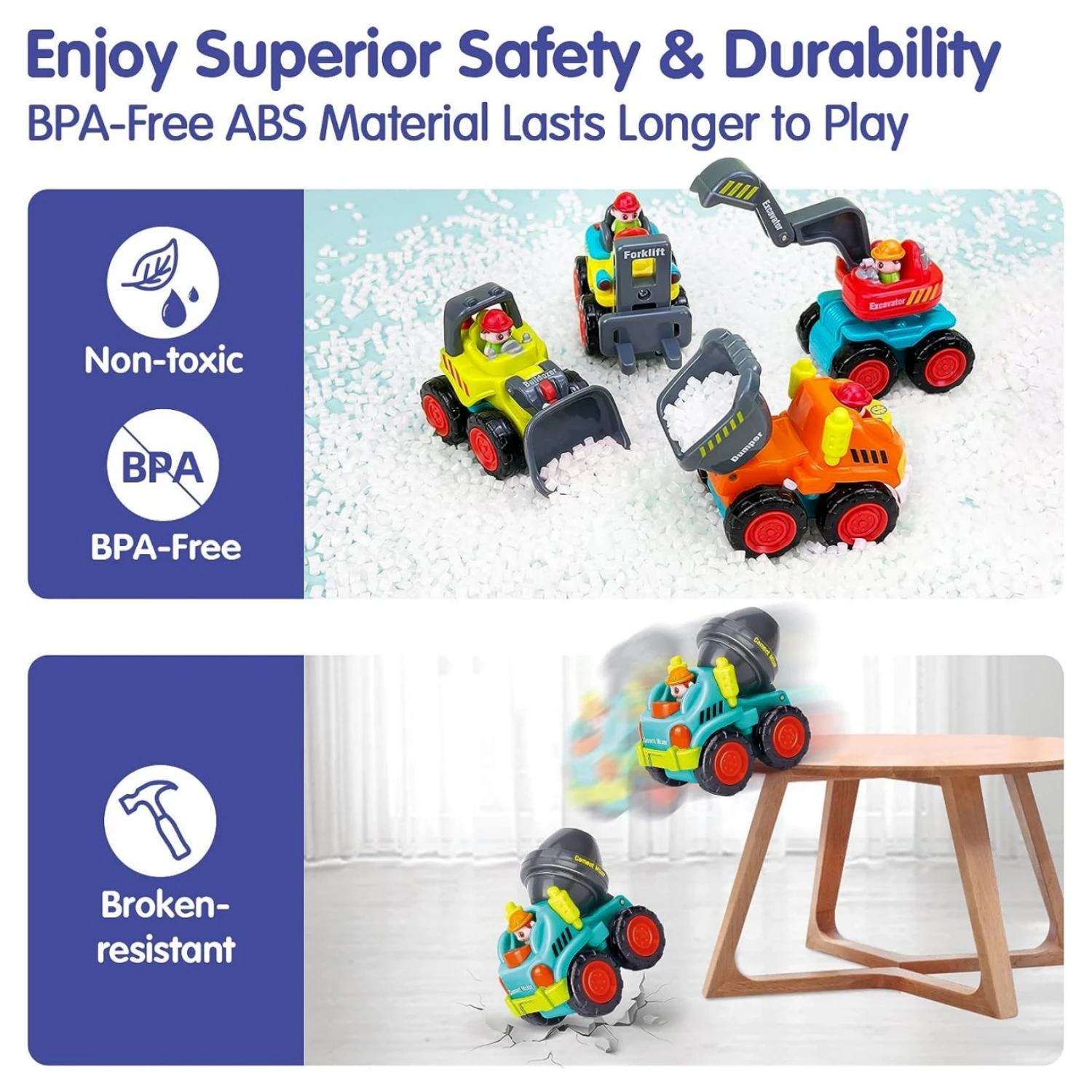 6 Pcs Toy Trucks Mini Car Toys for Boy Birthday Gift, Toddler Toys Age Boy Toys, Toddler Boy Toys for 1+ Year Old Boy Baby