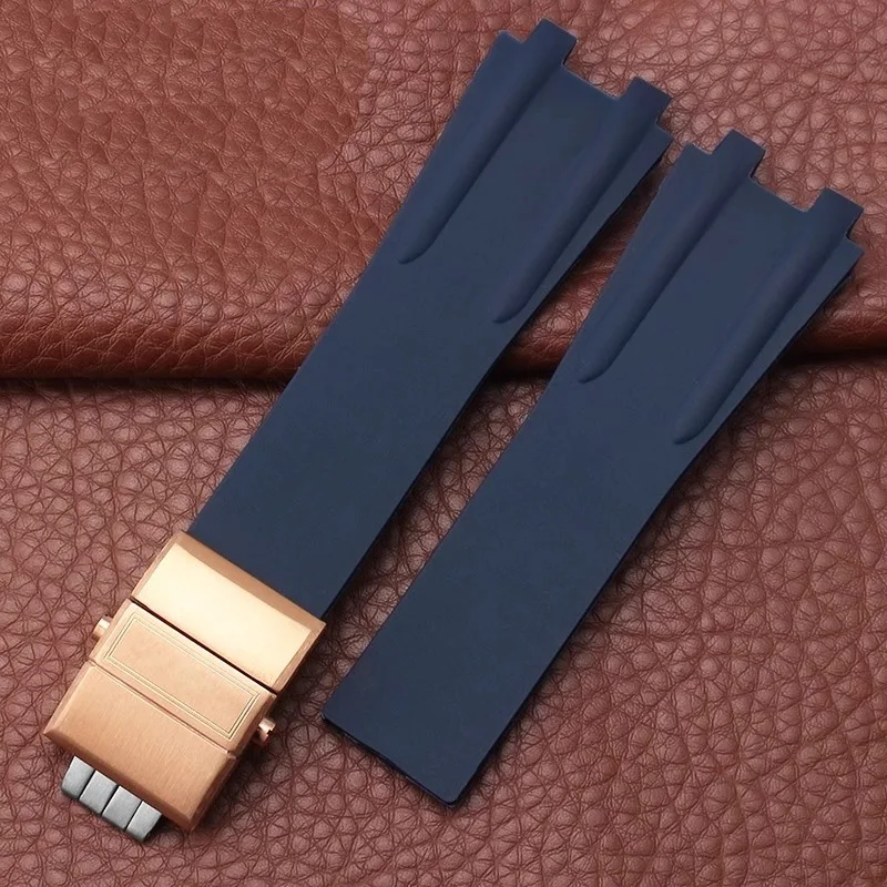 High Quality Silicone Watch Strap 26mm for Athens Ulysse Nardin Watchband Double Press Folding Buckle Men Rubber Sports Bracelet